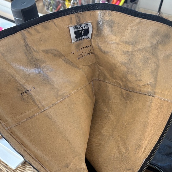 FRYE Phillip Harness Black Leather Riding Boots Back Zipper Size 10 - Picture 11 of 11
